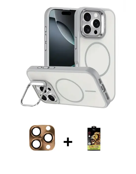 ieg™ iPhone 16 Pro Max Kılıf Çekirdek Klasik - Siyah Buffer Cam Ekran Koruyucu + Pers Alüminyum Kamera Lens - CLTM