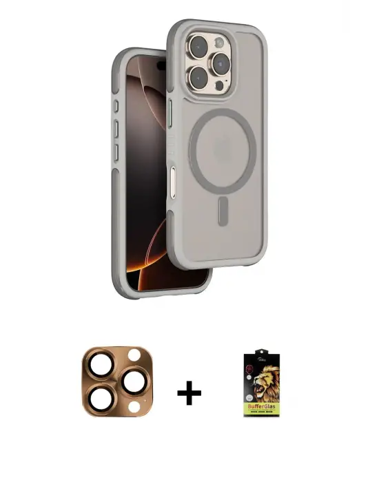 ieg™ iPhone 16 Pro Max Kılıf Çekirdek Minimal Prime - Siyah Buffer Cam Ekran Koruyucu + Pers Alüminyum Kamera Lens - CLTM