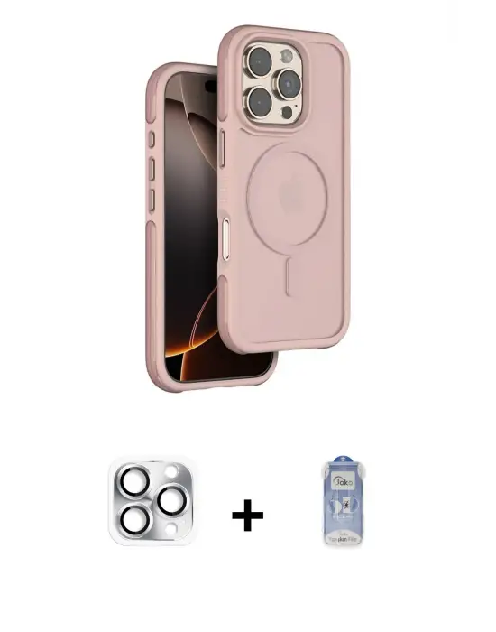 ieg™ iPhone 16 Pro Max Kılıf Çekirdek Minimal Prime - Siyah Joko Magic 5D Cam + Pers Alüminyum Kamera Lens - GS