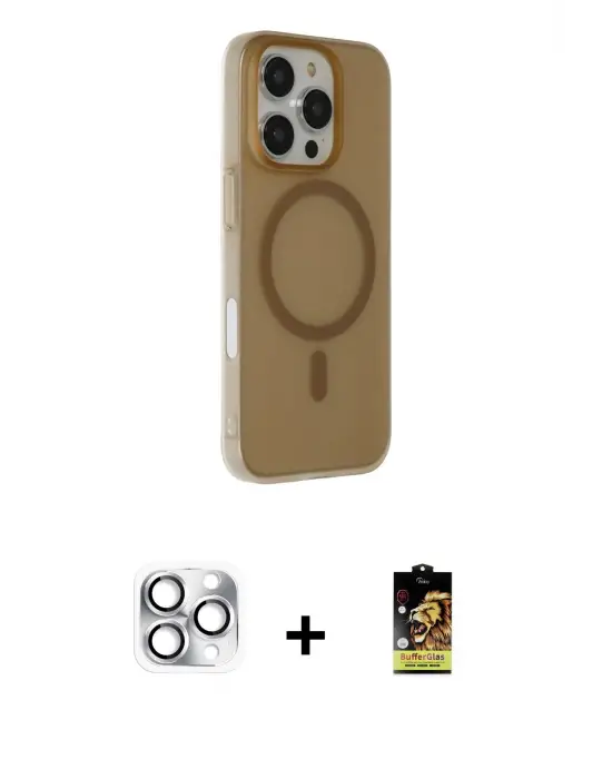 ieg™ iPhone 16 Pro Max Kılıf Çekirdek Modern Prime - Siyah Buffer Cam Ekran Koruyucu + Pers Alüminyum Kamera Lens - GS