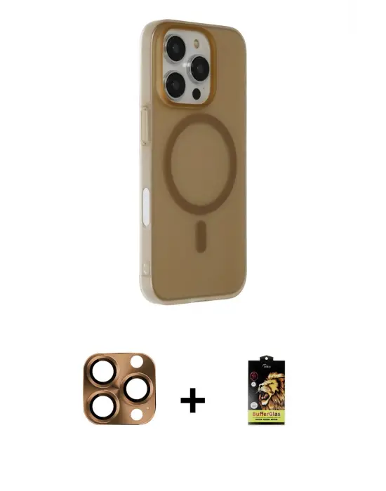 ieg™ iPhone 16 Pro Max Kılıf Çekirdek Modern Prime - Siyah Buffer Cam Ekran Koruyucu + Pers Alüminyum Kamera Lens - CLTM
