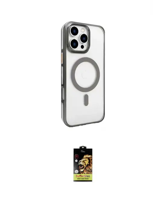 ieg™ iPhone 16 Pro Max Kılıf Doruk Doku Özel Seri - Siyah Buffer Cam Ekran Koruyucu