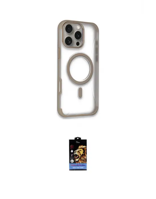 ieg™ iPhone 16 Pro Max Kılıf Eksen Klasik Koleksiyonu - Siyah Buffer Hayalet Cam Ekran Koruyucu