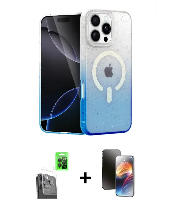 ieg™ iPhone 16 Pro Max Kılıf Eksen Minimal Özel Seri - Siyah 3D Antistatik Mat Seramik Nano Ekran Koruyucu + Raze Metal Kamera Lens - SH