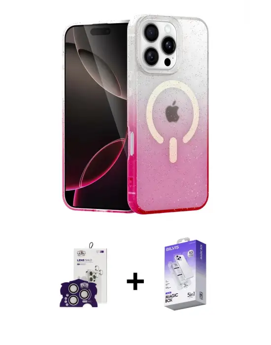 ieg™ iPhone 16 Pro Max Kılıf Eksen Minimal Özel Seri - Siyah Bilvis 5in1 3D Magic Cam Ekran Koruyucu + Bilvis Titan Kamera Lens - GS