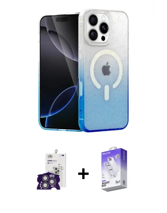 ieg™ iPhone 16 Pro Max Kılıf Eksen Minimal Özel Seri - Siyah Bilvis 5in1 3D Magic Cam Ekran Koruyucu + Bilvis Titan Kamera Lens - GS
