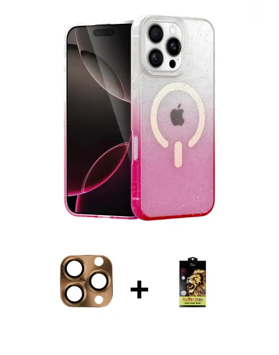 ieg™ iPhone 16 Pro Max Kılıf Eksen Minimal Özel Seri - Siyah Buffer Cam Ekran Koruyucu + Pers Alüminyum Kamera Lens - CLTM