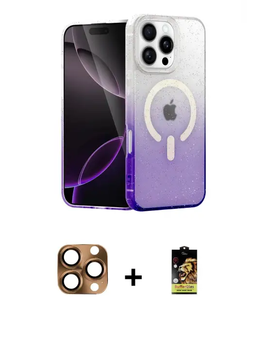 ieg™ iPhone 16 Pro Max Kılıf Eksen Minimal Özel Seri - Siyah Buffer Cam Ekran Koruyucu + Pers Alüminyum Kamera Lens - CLTM