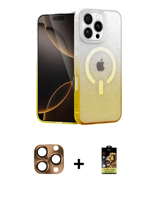 ieg™ iPhone 16 Pro Max Kılıf Eksen Minimal Özel Seri - Siyah Buffer Cam Ekran Koruyucu + Pers Alüminyum Kamera Lens - CLTM