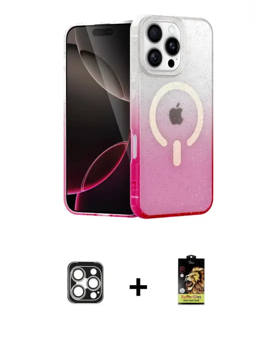 ieg™ iPhone 16 Pro Max Kılıf Eksen Minimal Özel Seri - Siyah Buffer Cam Ekran Koruyucu + PVD Metal Kamera Lens - GS