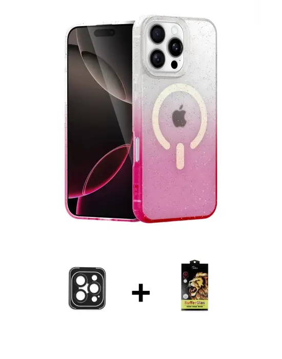 ieg™ iPhone 16 Pro Max Kılıf Eksen Minimal Özel Seri - Siyah Buffer Cam Ekran Koruyucu + PVD Metal Kamera Lens - SH
