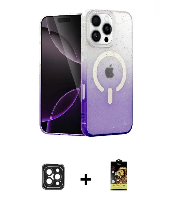 ieg™ iPhone 16 Pro Max Kılıf Eksen Minimal Özel Seri - Siyah Buffer Cam Ekran Koruyucu + PVD Metal Kamera Lens - SH