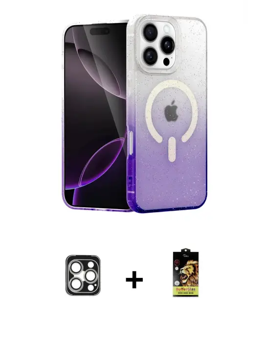 ieg™ iPhone 16 Pro Max Kılıf Eksen Minimal Özel Seri - Siyah Buffer Cam Ekran Koruyucu + PVD Metal Kamera Lens - GS
