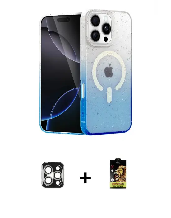 ieg™ iPhone 16 Pro Max Kılıf Eksen Minimal Özel Seri - Siyah Buffer Cam Ekran Koruyucu + PVD Metal Kamera Lens - GS