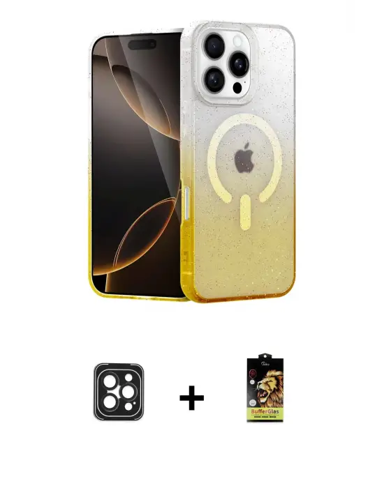 ieg™ iPhone 16 Pro Max Kılıf Eksen Minimal Özel Seri - Siyah Buffer Cam Ekran Koruyucu + PVD Metal Kamera Lens - SH