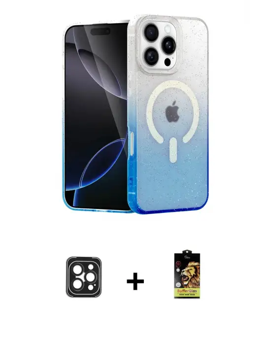 ieg™ iPhone 16 Pro Max Kılıf Eksen Minimal Özel Seri - Siyah Buffer Cam Ekran Koruyucu + PVD Metal Kamera Lens - SH