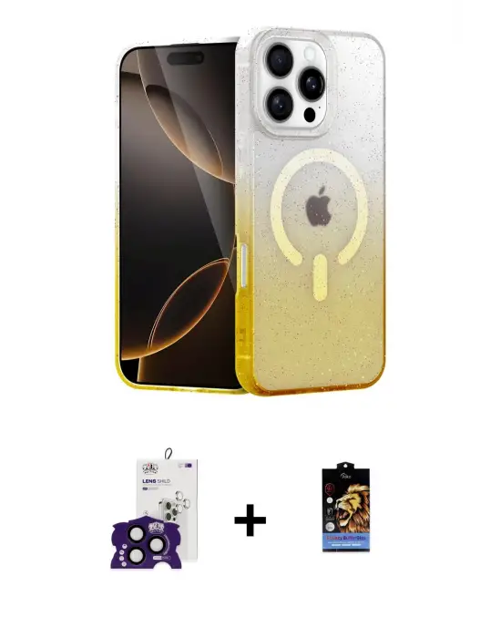 ieg™ iPhone 16 Pro Max Kılıf Eksen Minimal Özel Seri - Siyah Buffer Hayalet Cam Ekran Koruyucu + Bilvis Titan Kamera Lens - SH