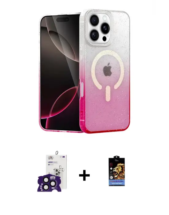 ieg™ iPhone 16 Pro Max Kılıf Eksen Minimal Özel Seri - Siyah Buffer Hayalet Cam Ekran Koruyucu + Bilvis Titan Kamera Lens - SH