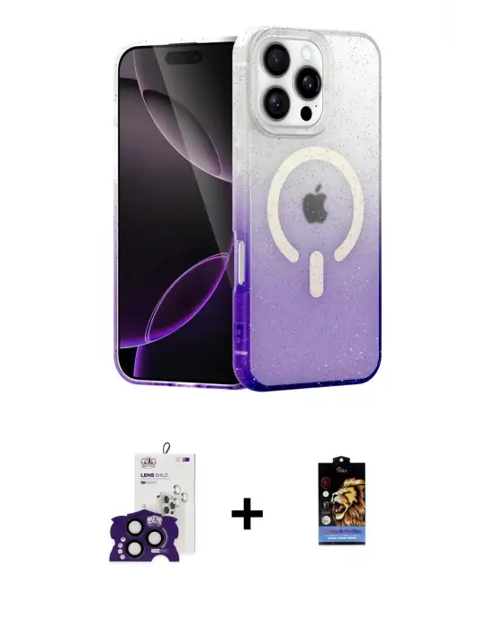 ieg™ iPhone 16 Pro Max Kılıf Eksen Minimal Özel Seri - Siyah Buffer Hayalet Cam Ekran Koruyucu + Bilvis Titan Kamera Lens - SH