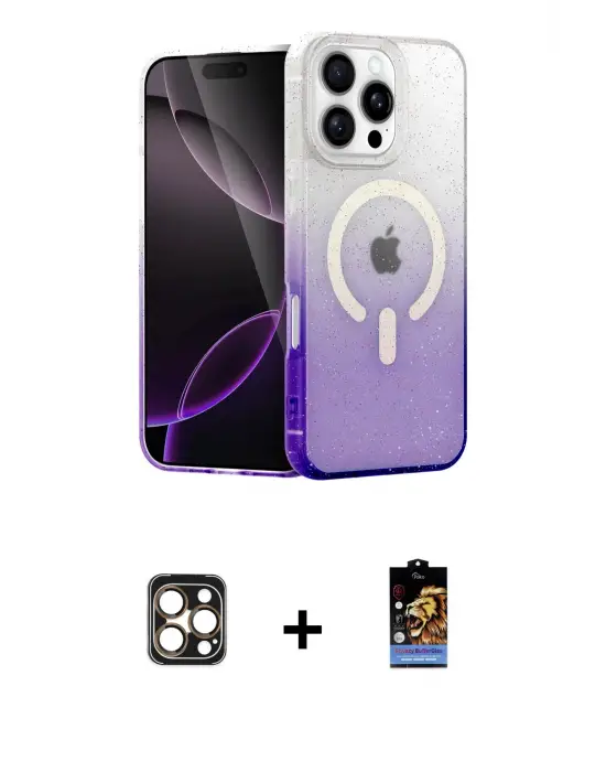 ieg™ iPhone 16 Pro Max Kılıf Eksen Minimal Özel Seri - Siyah Buffer Hayalet Cam Ekran Koruyucu + PVD Metal Kamera Lens - GD