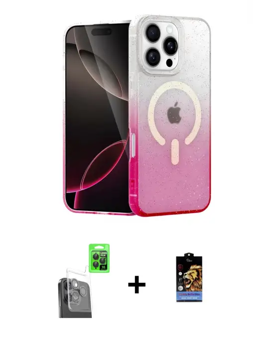 ieg™ iPhone 16 Pro Max Kılıf Eksen Minimal Özel Seri - Siyah Buffer Hayalet Cam Ekran Koruyucu + Raze Metal Kamera Lens - SH