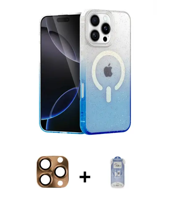 ieg™ iPhone 16 Pro Max Kılıf Eksen Minimal Özel Seri - Siyah Joko Magic 5D Cam + Pers Alüminyum Kamera Lens - CLTM