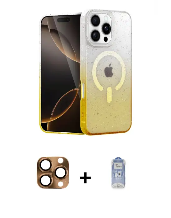 ieg™ iPhone 16 Pro Max Kılıf Eksen Minimal Özel Seri - Siyah Joko Magic 5D Cam + Pers Alüminyum Kamera Lens - CLTM