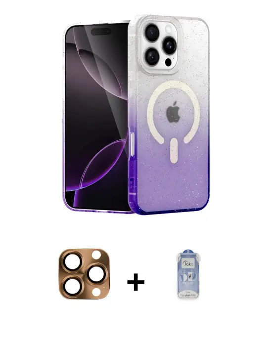 ieg™ iPhone 16 Pro Max Kılıf Eksen Minimal Özel Seri - Siyah Joko Magic 5D Cam + Pers Alüminyum Kamera Lens - CLTM