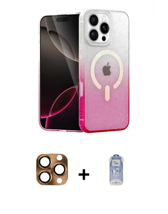 ieg™ iPhone 16 Pro Max Kılıf Eksen Minimal Özel Seri - Siyah Joko Magic 5D Cam + Pers Alüminyum Kamera Lens - CLTM