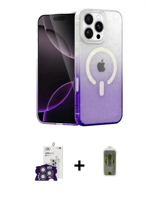 ieg™ iPhone 16 Pro Max Kılıf Eksen Minimal Özel Seri - Siyah Joko Magic 5D Hayalet Cam + Bilvis Titan Kamera Lens - GS