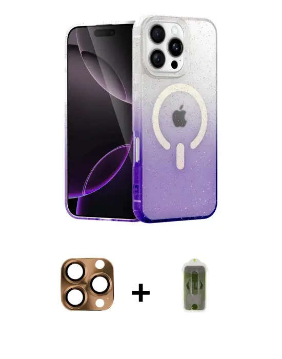 ieg™ iPhone 16 Pro Max Kılıf Eksen Minimal Özel Seri - Siyah Joko Magic 5D Hayalet Cam + Pers Alüminyum Kamera Lens - CLTM