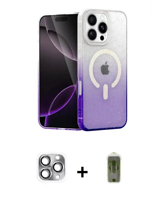 ieg™ iPhone 16 Pro Max Kılıf Eksen Minimal Özel Seri - Siyah Joko Magic 5D Hayalet Cam + Pers Alüminyum Kamera Lens - GI