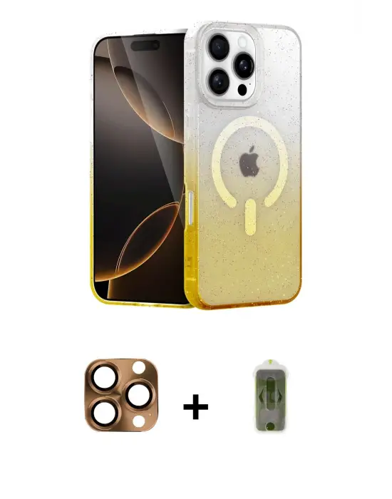 ieg™ iPhone 16 Pro Max Kılıf Eksen Minimal Özel Seri - Siyah Joko Magic 5D Hayalet Cam + Pers Alüminyum Kamera Lens - CLTM