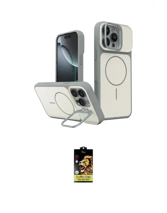 ieg™ iPhone 16 Pro Max Kılıf İz Modern Prime - Siyah Buffer Cam Ekran Koruyucu