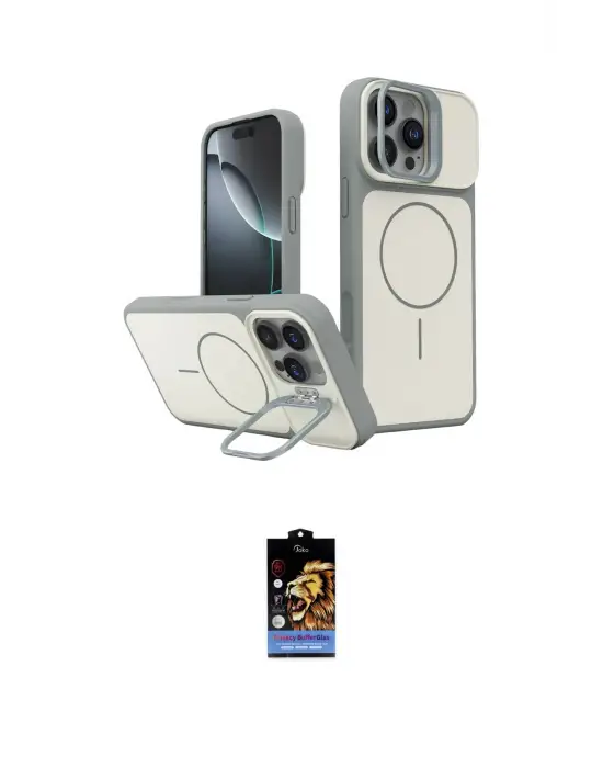 ieg™ iPhone 16 Pro Max Kılıf İz Modern Prime - Siyah Buffer Hayalet Cam Ekran Koruyucu
