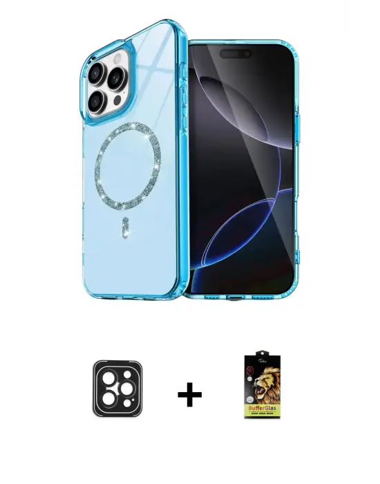 ieg™ iPhone 16 Pro Max Kılıf Kıvılcım Form Prime - Siyah Buffer Cam Ekran Koruyucu + PVD Metal Kamera Lens - SH