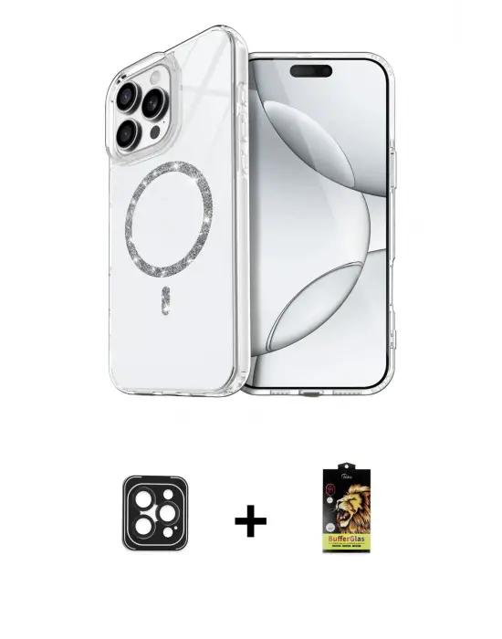 ieg™ iPhone 16 Pro Max Kılıf Kıvılcım Form Prime - Siyah Buffer Cam Ekran Koruyucu + PVD Metal Kamera Lens - SH