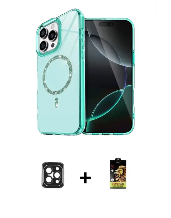 ieg™ iPhone 16 Pro Max Kılıf Kıvılcım Form Prime - Siyah Buffer Cam Ekran Koruyucu + PVD Metal Kamera Lens - SH