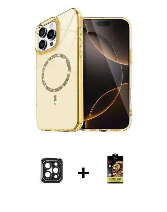 ieg™ iPhone 16 Pro Max Kılıf Kıvılcım Form Prime - Siyah Buffer Cam Ekran Koruyucu + PVD Metal Kamera Lens - SH