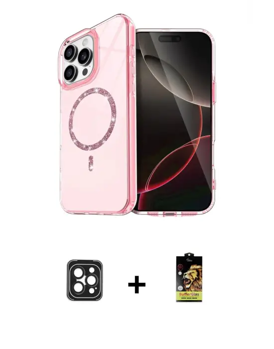 ieg™ iPhone 16 Pro Max Kılıf Kıvılcım Form Prime - Siyah Buffer Cam Ekran Koruyucu + PVD Metal Kamera Lens - SH