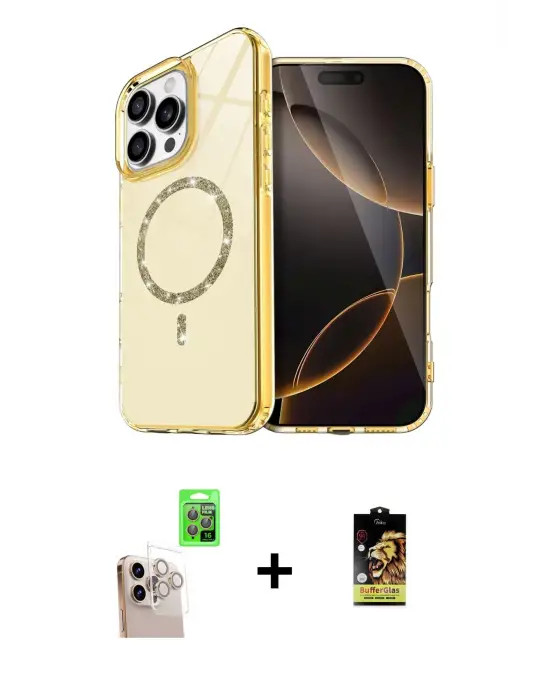 ieg™ iPhone 16 Pro Max Kılıf Kıvılcım Form Prime - Siyah Buffer Cam Ekran Koruyucu + Raze Metal Kamera Lens - NLGY