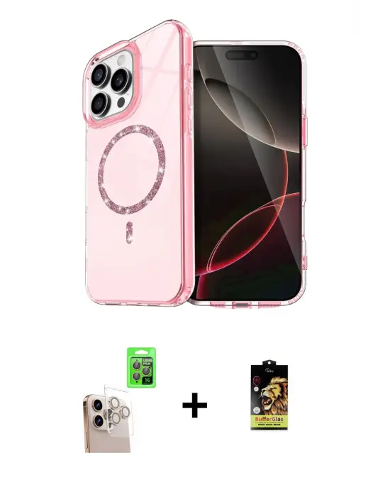 ieg™ iPhone 16 Pro Max Kılıf Kıvılcım Form Prime - Siyah Buffer Cam Ekran Koruyucu + Raze Metal Kamera Lens - NLGY