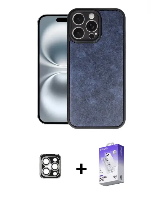 ieg™ iPhone 16 Pro Max Kılıf Kıvılcım Işık Serisi - Siyah Bilvis 5in1 3D Magic Cam Ekran Koruyucu + PVD Metal Kamera Lens - GS