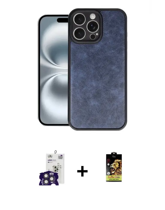 ieg™ iPhone 16 Pro Max Kılıf Kıvılcım Işık Serisi - Siyah Buffer Cam Ekran Koruyucu + Bilvis Titan Kamera Lens - TMGI