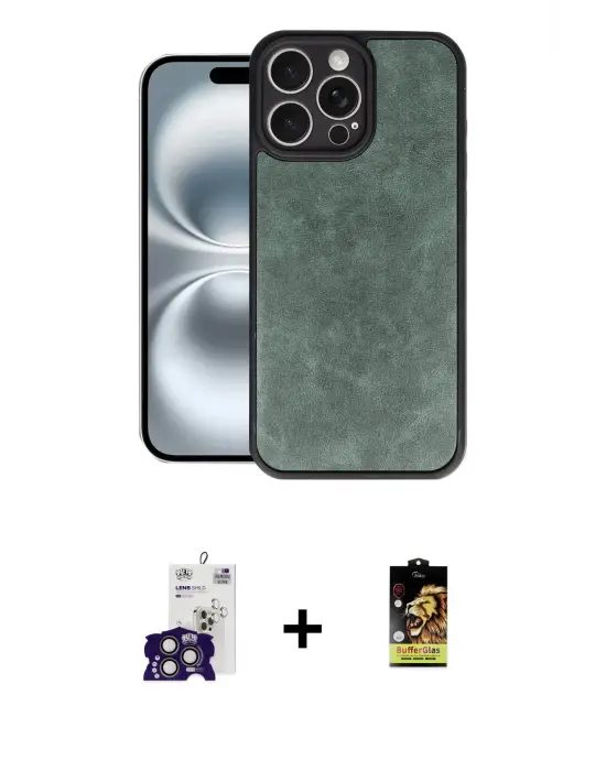 ieg™ iPhone 16 Pro Max Kılıf Kıvılcım Işık Serisi - Siyah Buffer Cam Ekran Koruyucu + Bilvis Titan Kamera Lens - TMGI
