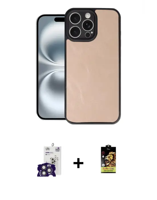 ieg™ iPhone 16 Pro Max Kılıf Kıvılcım Işık Serisi - Siyah Buffer Cam Ekran Koruyucu + Bilvis Titan Kamera Lens - TMGI