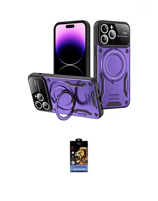 ieg™ iPhone 16 Pro Max Kılıf Kıvılcım Modern Serisi - Siyah Buffer Hayalet Cam Ekran Koruyucu