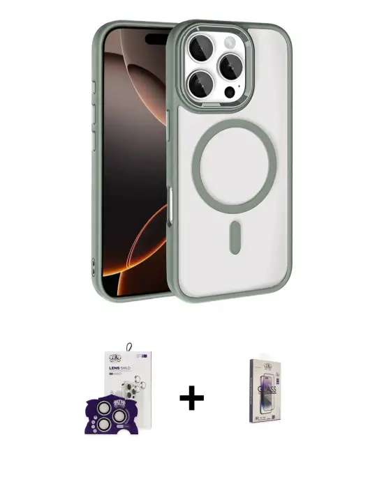 ieg™ iPhone 16 Pro Max Kılıf Kıvılcım Prime - Siyah Bilvis 3D Cam Ekran Koruyucu + Bilvis Titan Kamera Lens - GS