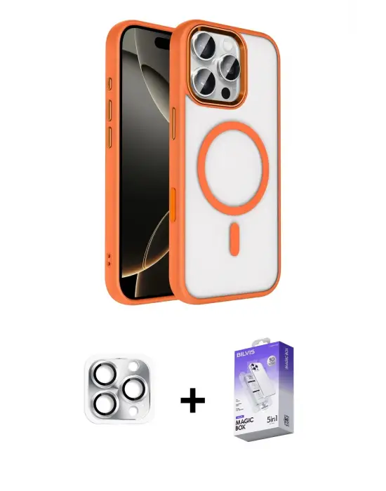 ieg™ iPhone 16 Pro Max Kılıf Kıvılcım Prime - Siyah Bilvis 5in1 3D Magic Cam Ekran Koruyucu + Pers Alüminyum Kamera Lens - GS