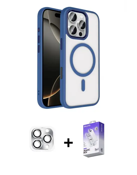 ieg™ iPhone 16 Pro Max Kılıf Kıvılcım Prime - Siyah Bilvis 5in1 3D Magic Cam Ekran Koruyucu + Pers Alüminyum Kamera Lens - GS